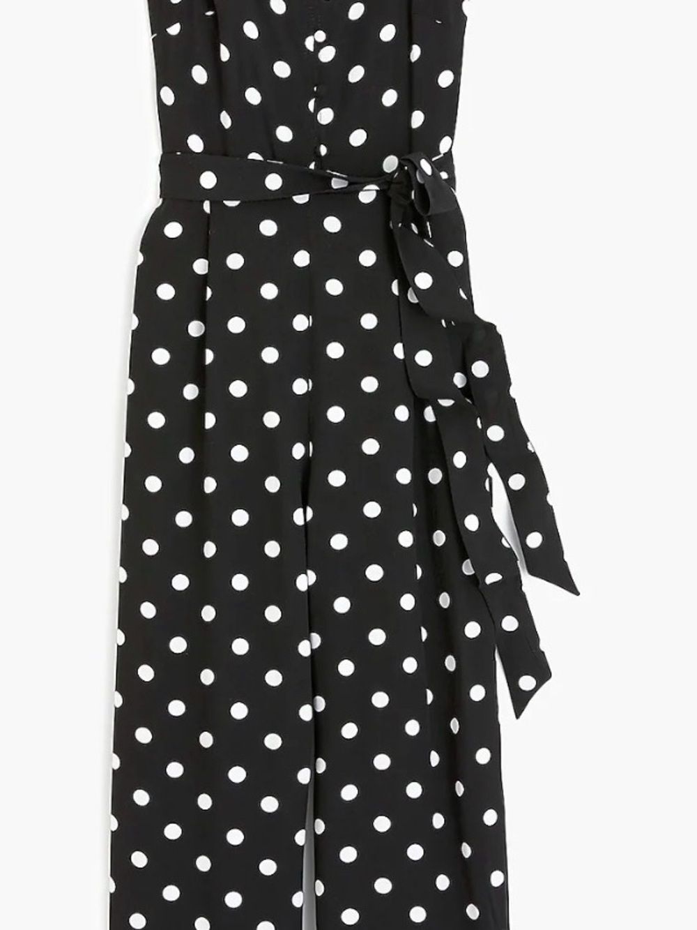 J.Crew Black White Polka Dot Tie Waist Jumpsuit Womens Size 0
